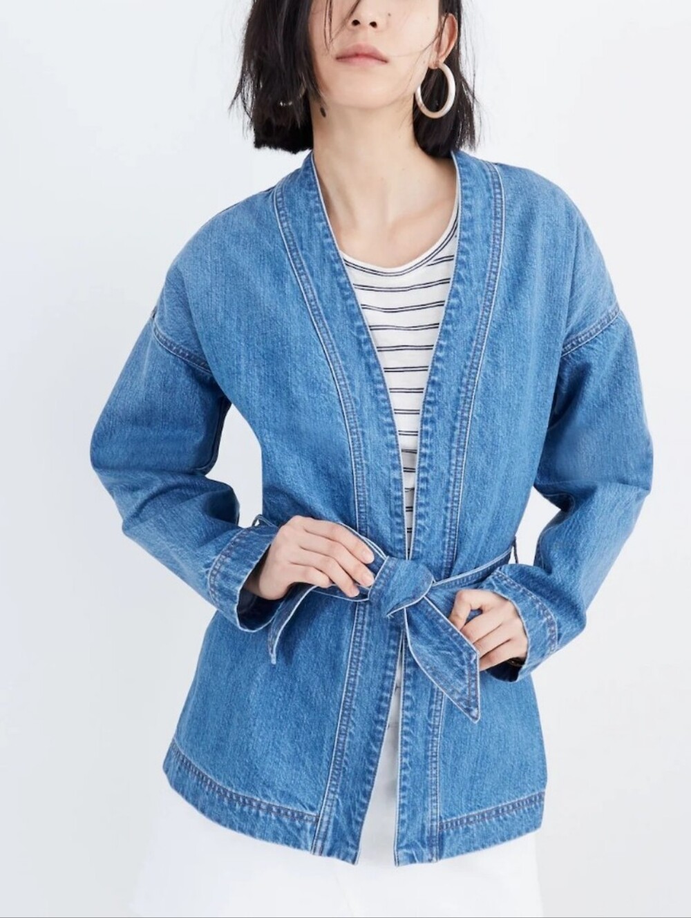 NWT Madewell Blue Denim Tie-Waist Jacket